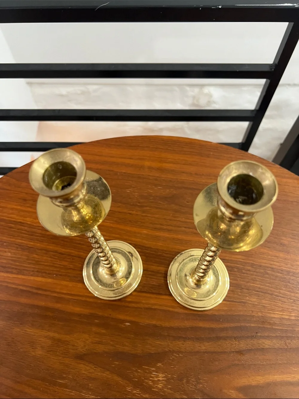 Vintage Brass Twist Candlestick Pair
